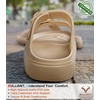 BULLIANT Women Slide Sandals, Comfortable Flat Slip-on Shoes Cushioned Arch-Support Sole Adjustable Fit(Camel8885)