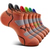 BULLIANT Men Running Socks 6Pairs-Ankle Athletic Socks Wicking Cushioned for Men Walking-Arch Compression Support(6pairs-orange8244)