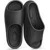 BULLIANT Women slide sandals-Pillow Slippers Shower Massage Sandals Recovery Cushioned Thick Sole-Nonslip Lightweight(Black8877)