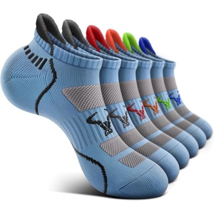 BULLIANT Men Running Socks 6Pairs-Ankle Athletic Socks Wicking Cushioned for Men Walking-Arch Compression Support(6pairs-cambridge Blue8247)