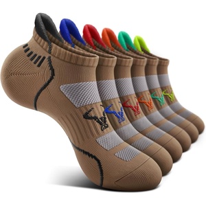 BULLIANT Men Running Socks 6Pairs-Ankle Athletic Socks Wicking Cushioned for Men Walking-Arch Compression Support(6pairs-camel8248)