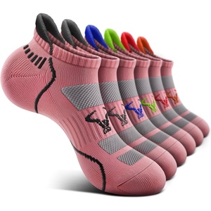 BULLIANT Men Running Socks 6Pairs-Ankle Athletic Socks Wicking Cushioned for Men Walking-Arch Compression Support(6pairs-pink8249)